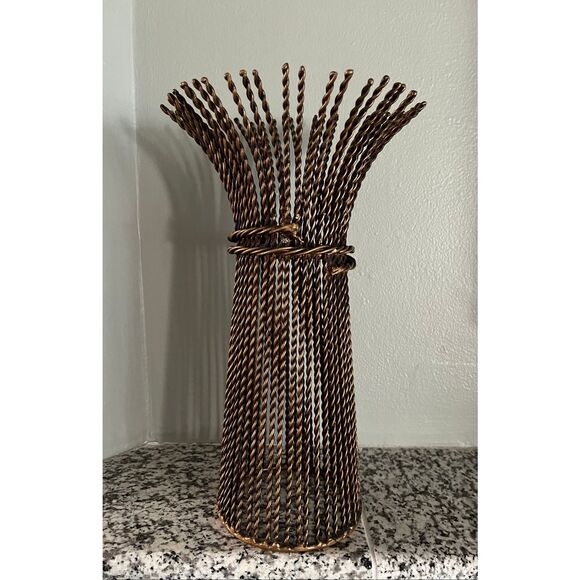 Vintage Metal Candle Holders Willow Wire Lot of 2 Decor Brown Gold - Picture 5 of 6